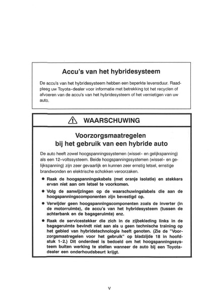 2000-2001 Toyota Prius Owner's Manual | Dutch