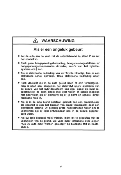 2000-2001 Toyota Prius Owner's Manual | Dutch