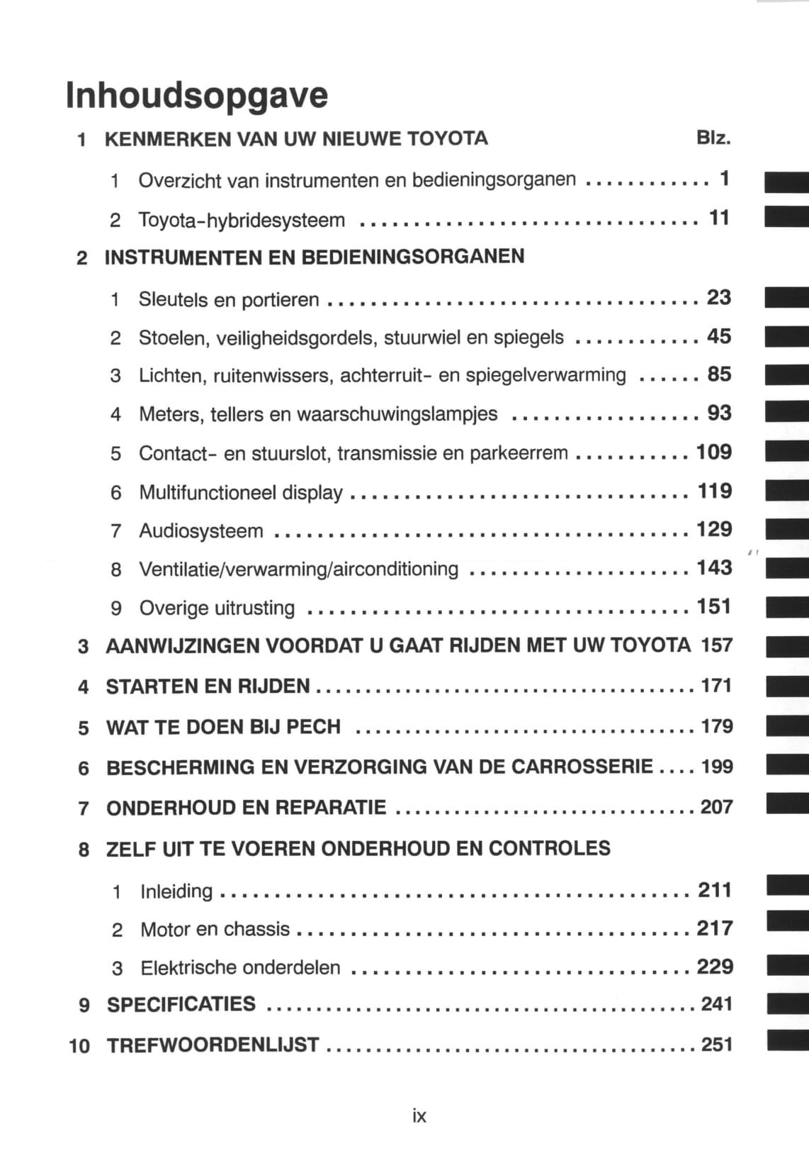 2000-2001 Toyota Prius Owner's Manual | Dutch