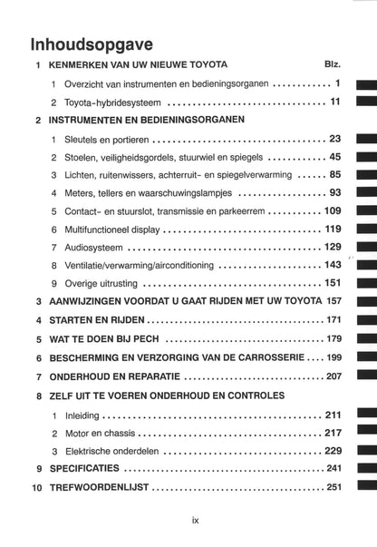 2000-2001 Toyota Prius Owner's Manual | Dutch