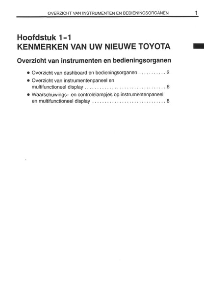 2000-2001 Toyota Prius Owner's Manual | Dutch