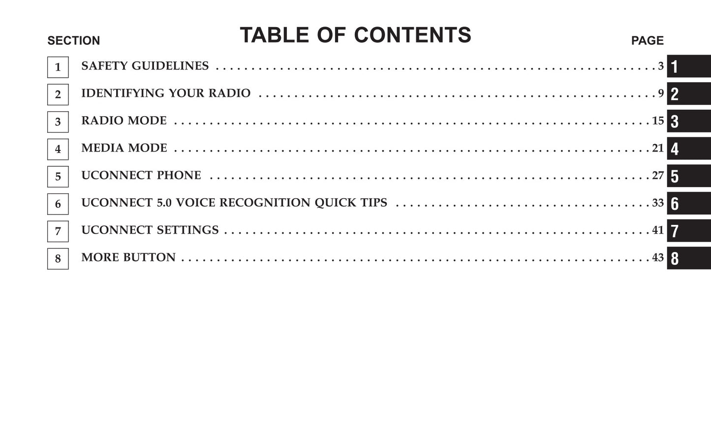 Uconnect 5.0 Supplement Owner's Manual