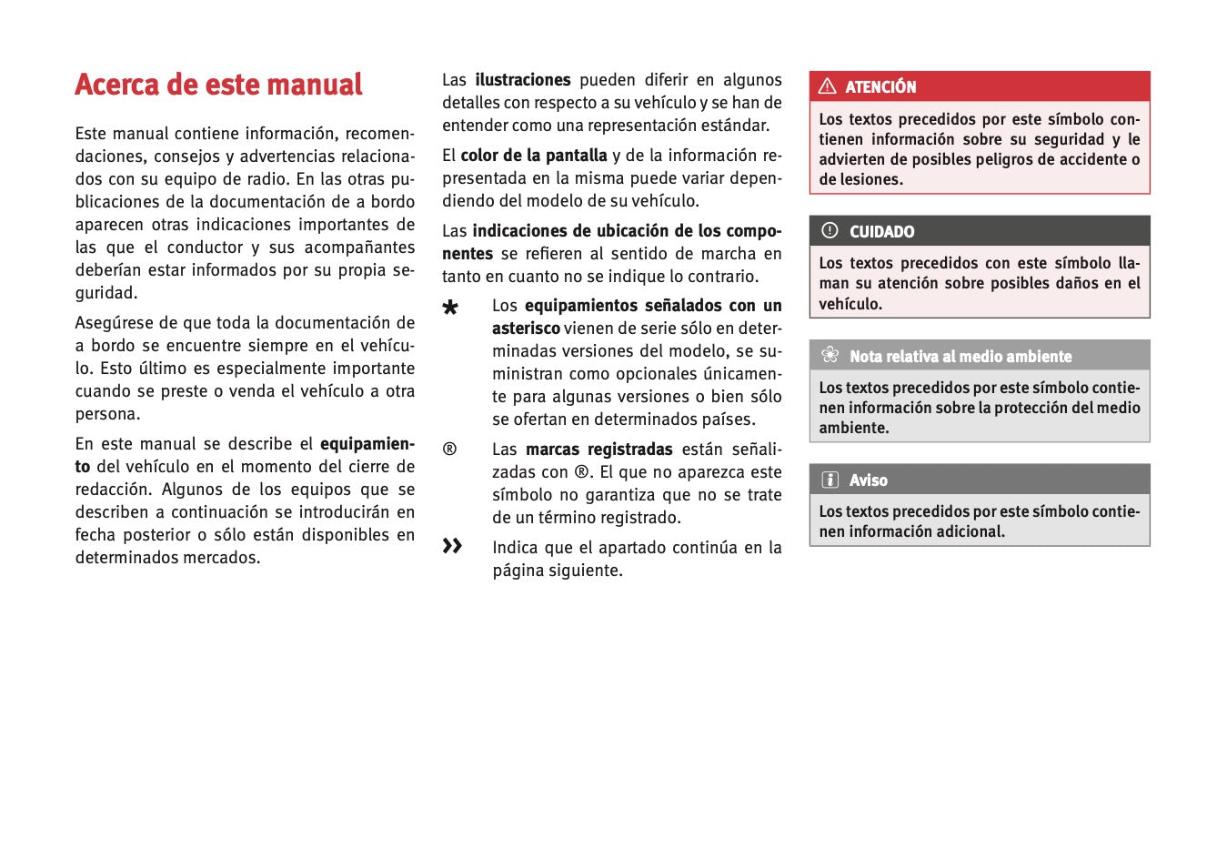 Seat Media System Touch Manual de Instrucciones 2012 - 2015