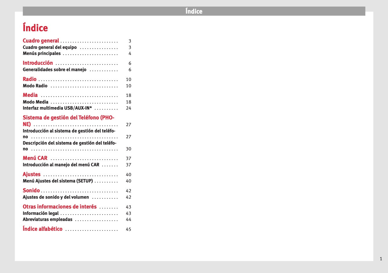 Seat Media System Touch Manual de Instrucciones 2012 - 2015