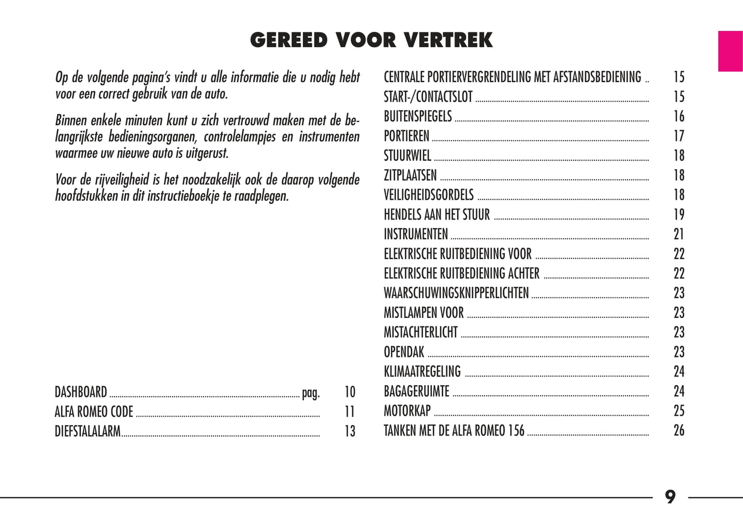 1997-2003 Alfa Romeo 156/156 Sportwagon Owner's Manual | Dutch