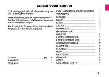 1997-2003 Alfa Romeo 156/156 Sportwagon Owner's Manual | Dutch