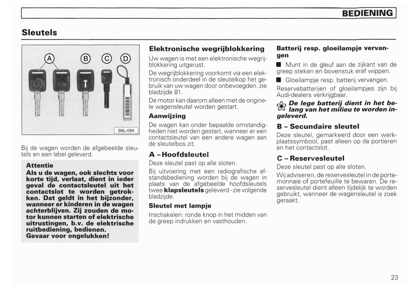 1994-2002 Audi A8/S8 Manuel du propriétaire | Néerlandais