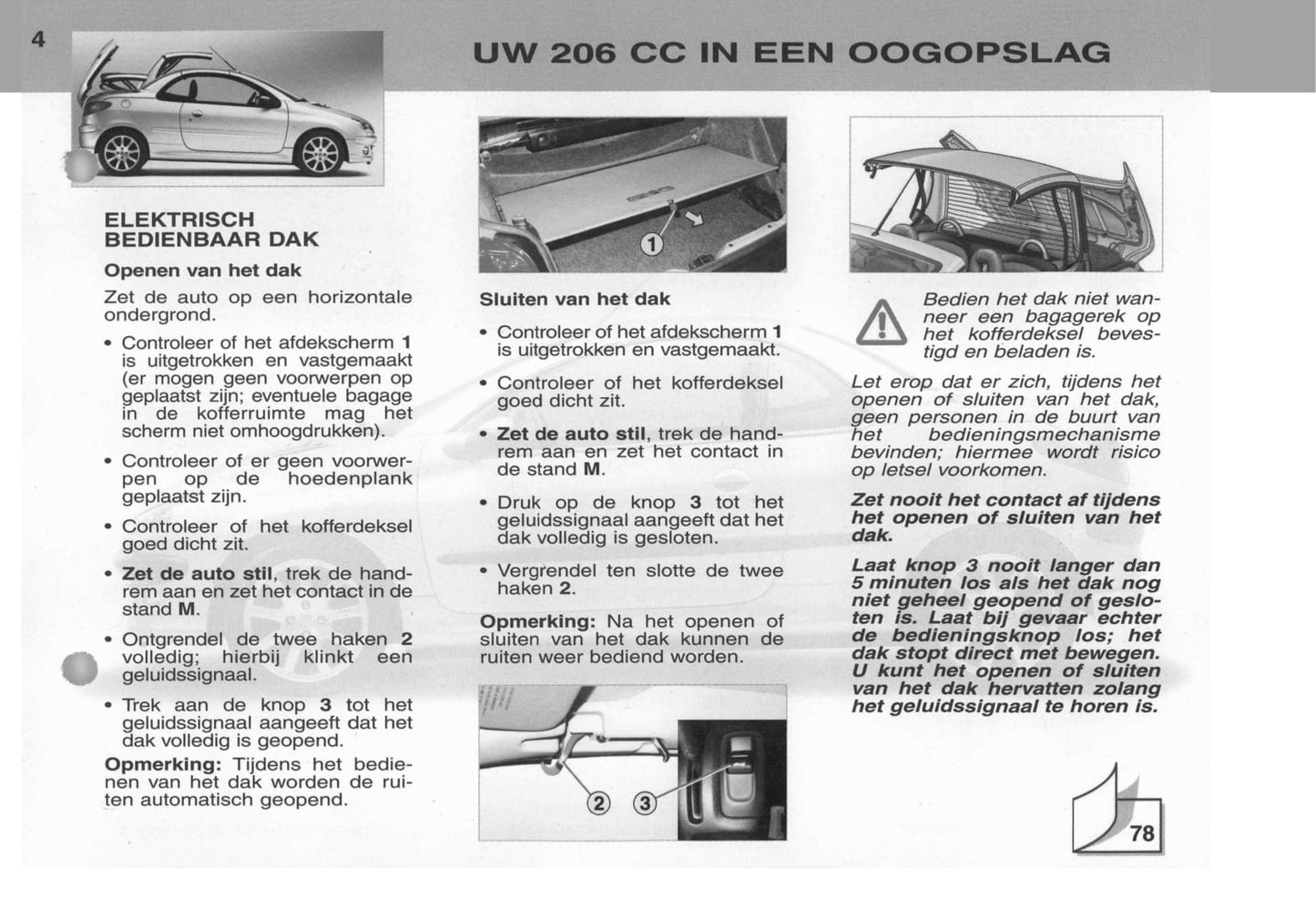 2003-2004 Peugeot 206 CC Manuel du propriétaire | Néerlandais