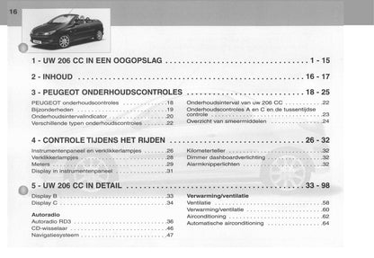 2003-2004 Peugeot 206 CC Manuel du propriétaire | Néerlandais