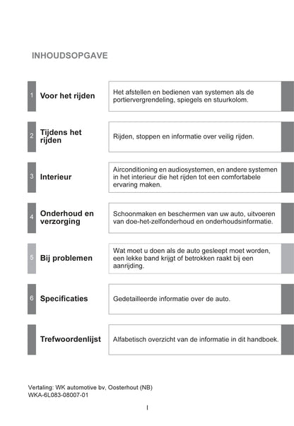 2007-2008 Toyota Auris Owner's Manual | Dutch