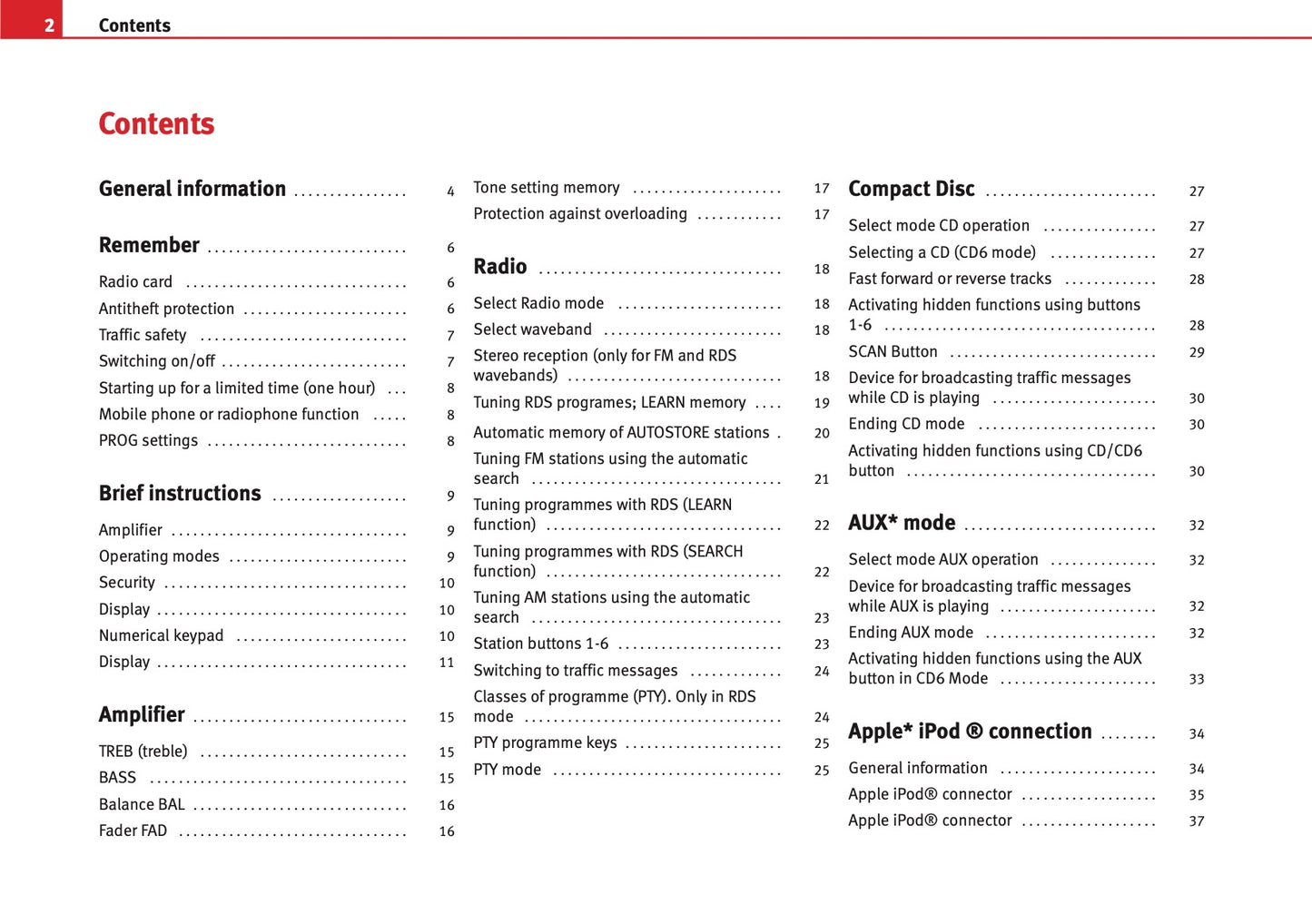 Seat Radio Alana Mp3 Owners Manual