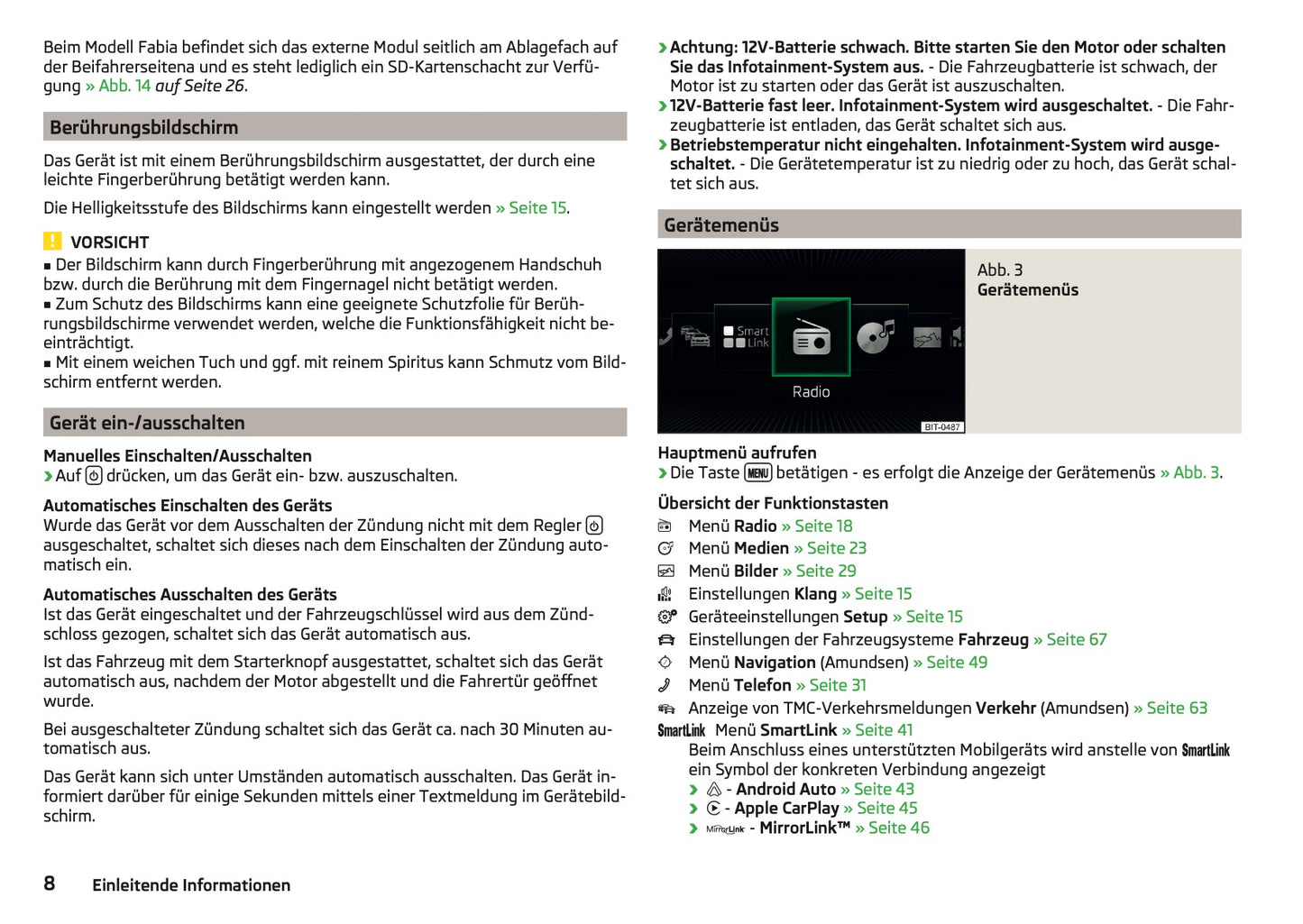 Skoda Amundsen Und Bolero Infotainment Bedienungsanleitung 2015