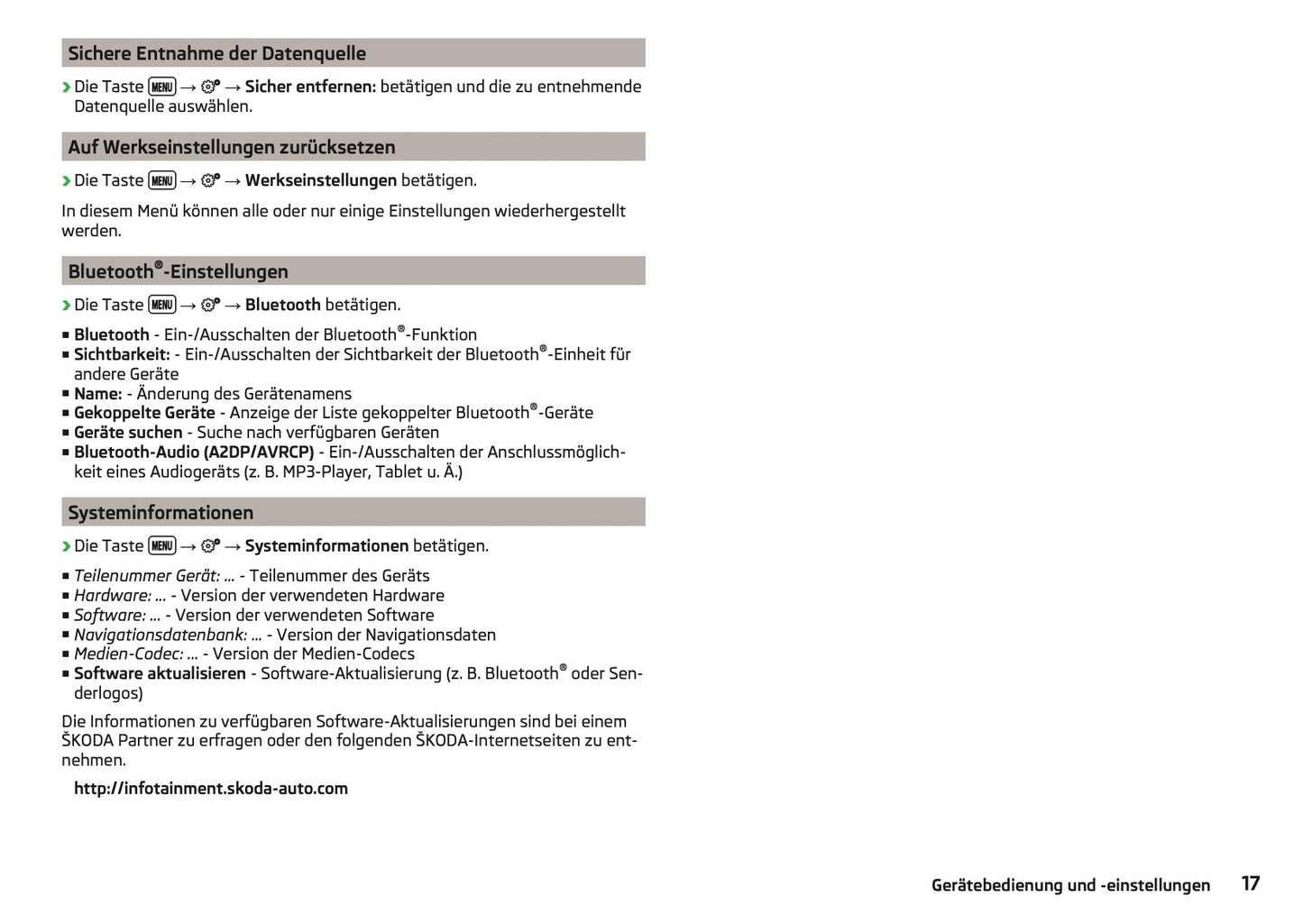 Skoda Amundsen Und Bolero Infotainment Bedienungsanleitung 2015