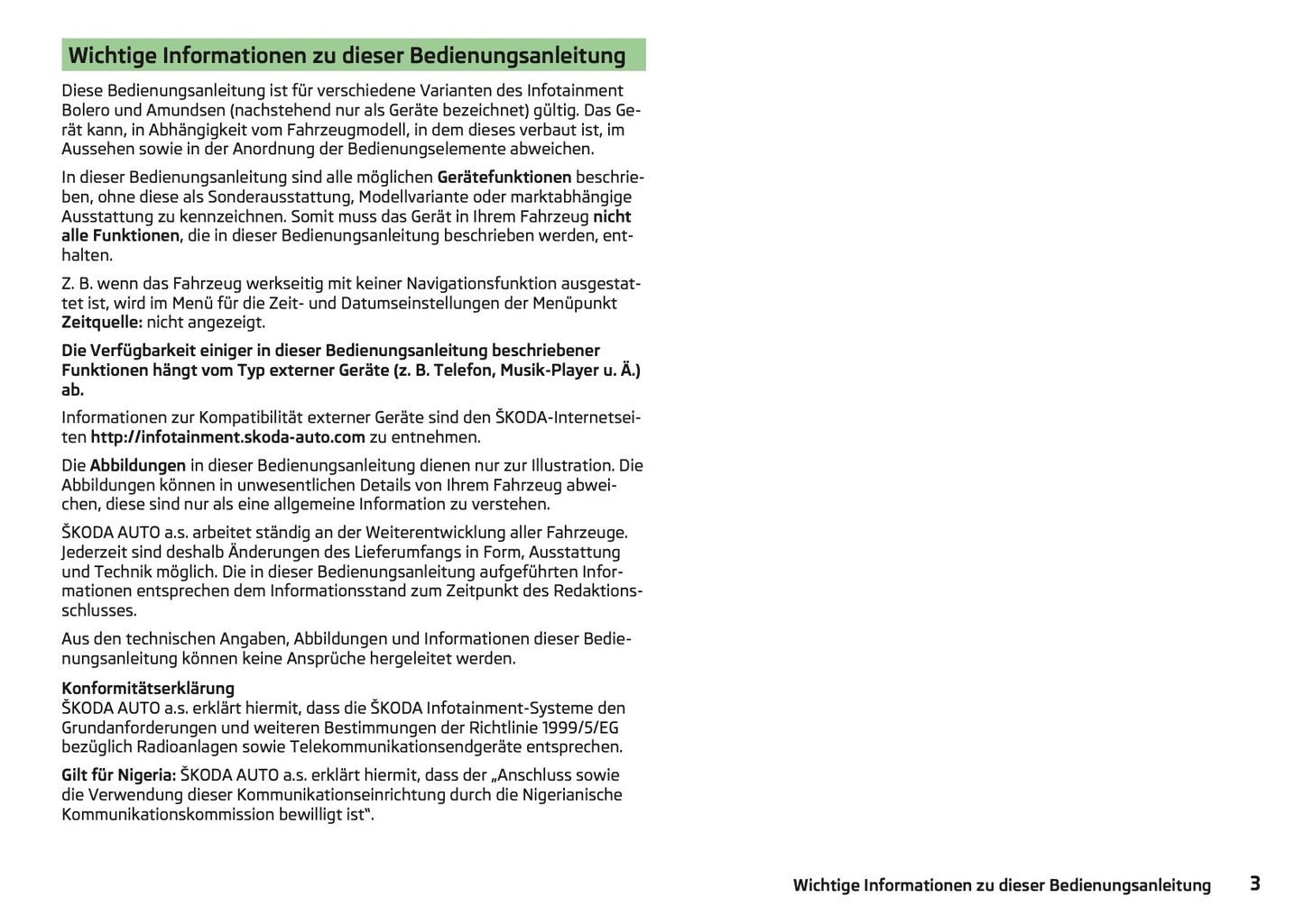 Skoda Amundsen Und Bolero Infotainment Bedienungsanleitung 2015