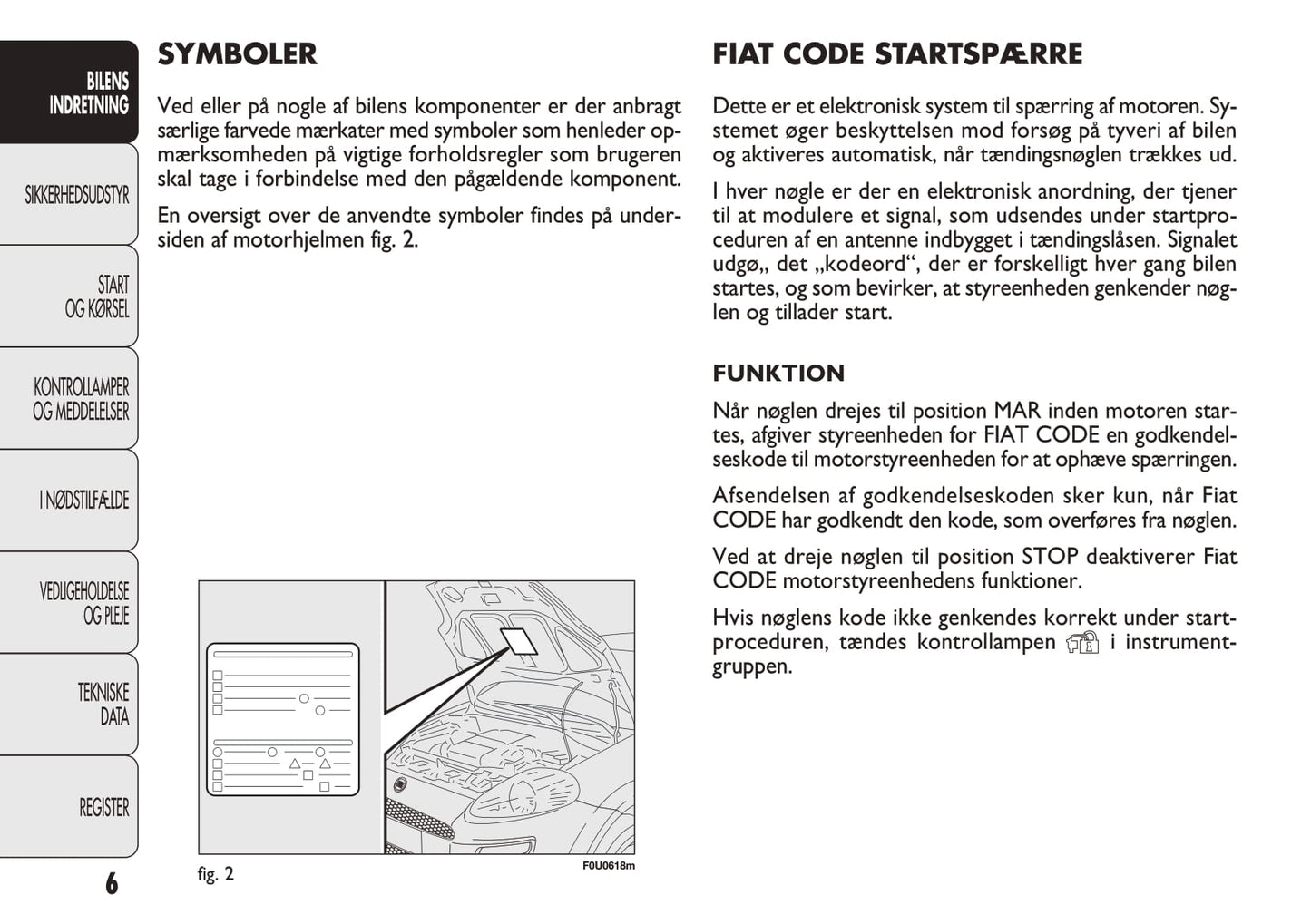 2012-2013 Fiat Punto Bedienungsanleitung | Dansk