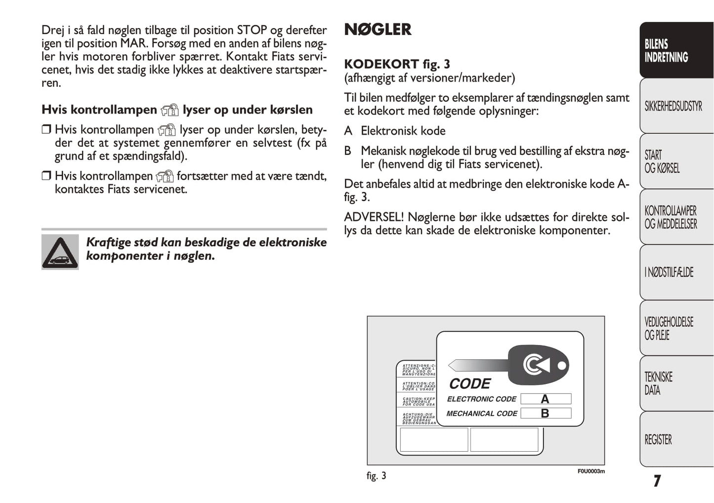 2012-2013 Fiat Punto Bedienungsanleitung | Dansk