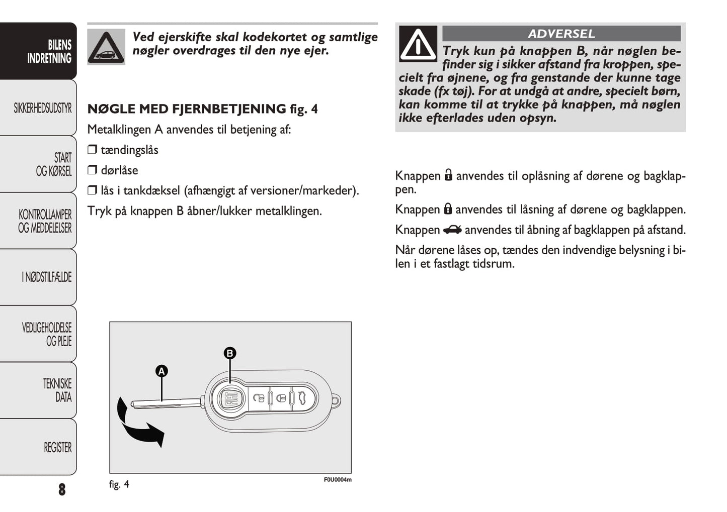 2012-2013 Fiat Punto Bedienungsanleitung | Dansk