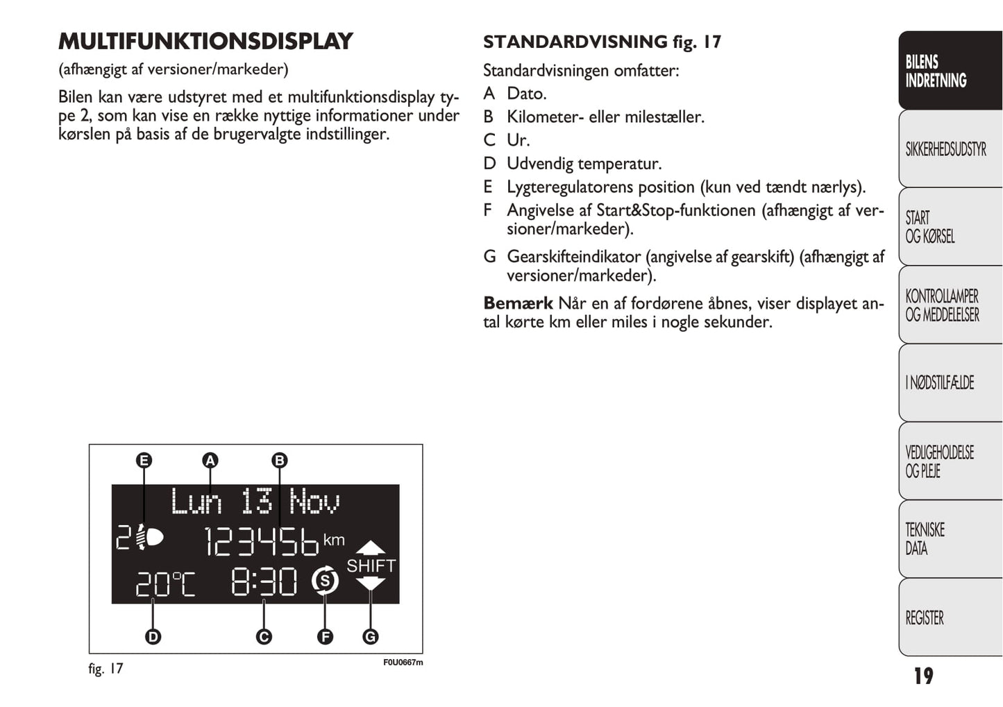 2012-2013 Fiat Punto Bedienungsanleitung | Dansk