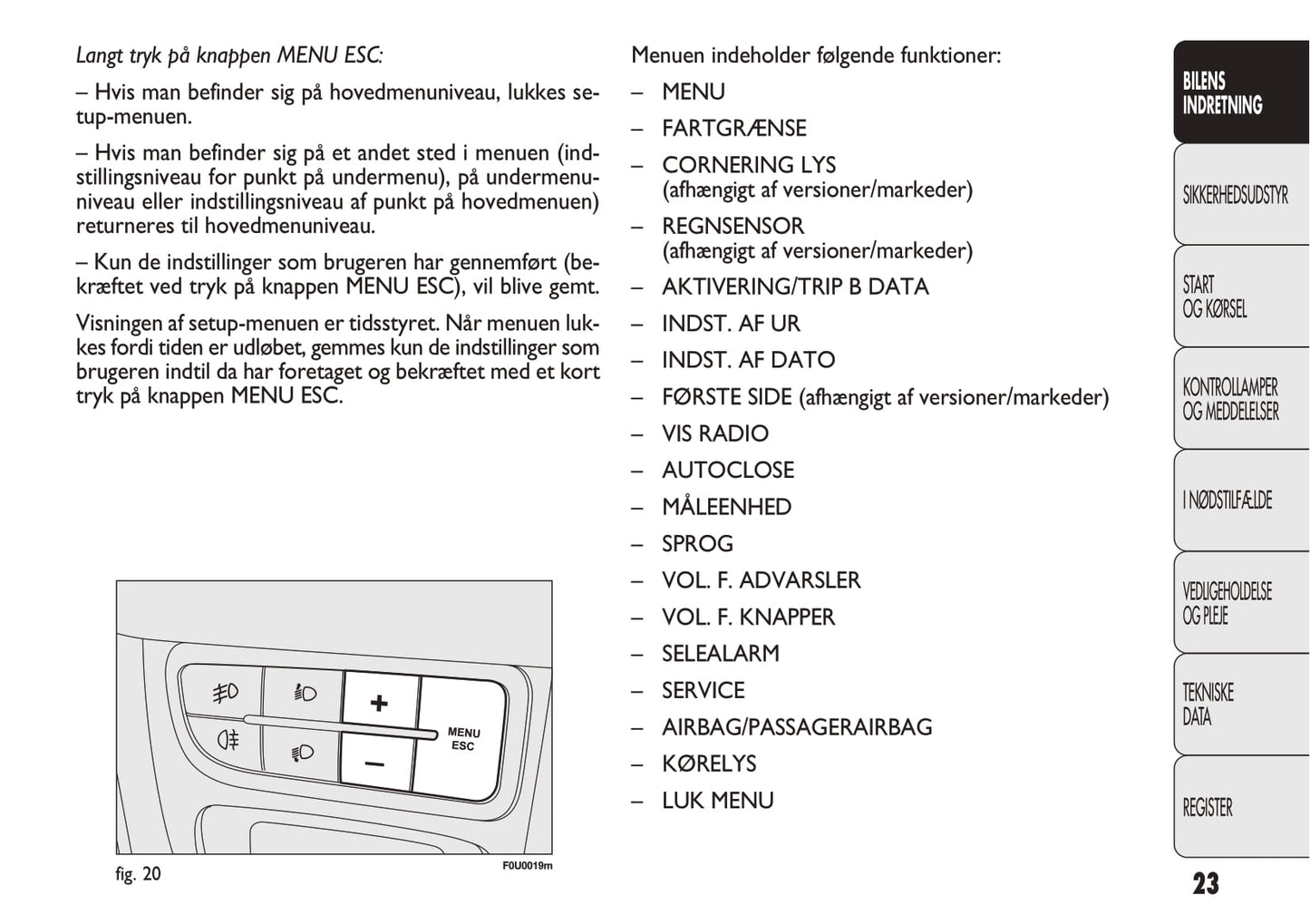 2012-2013 Fiat Punto Bedienungsanleitung | Dansk