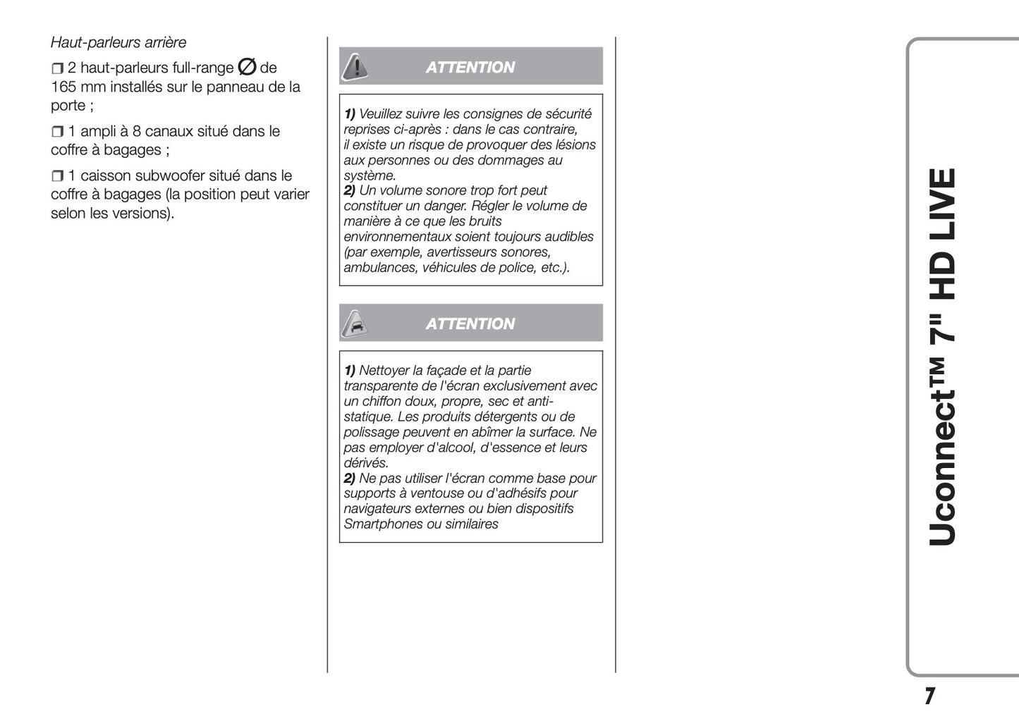 Fiat 500L Uconnect Radio 7.0 Guide d'utilisation 2017 - 2023