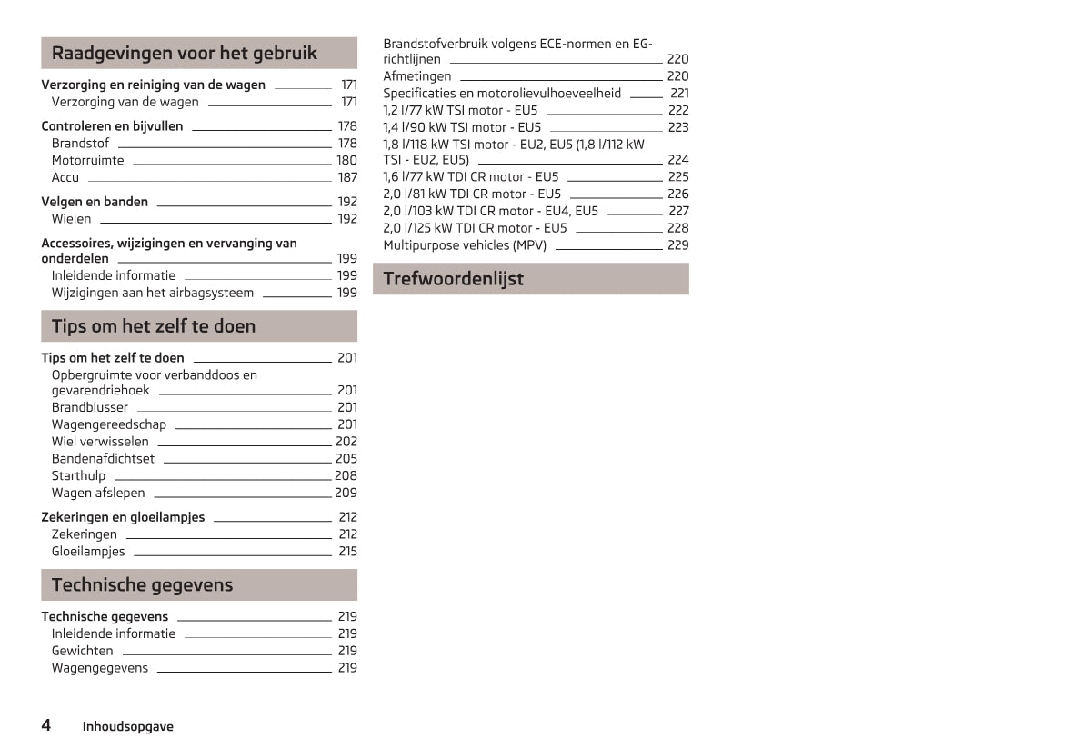 2012-2013 Skoda Yeti Owner's Manual | Dutch