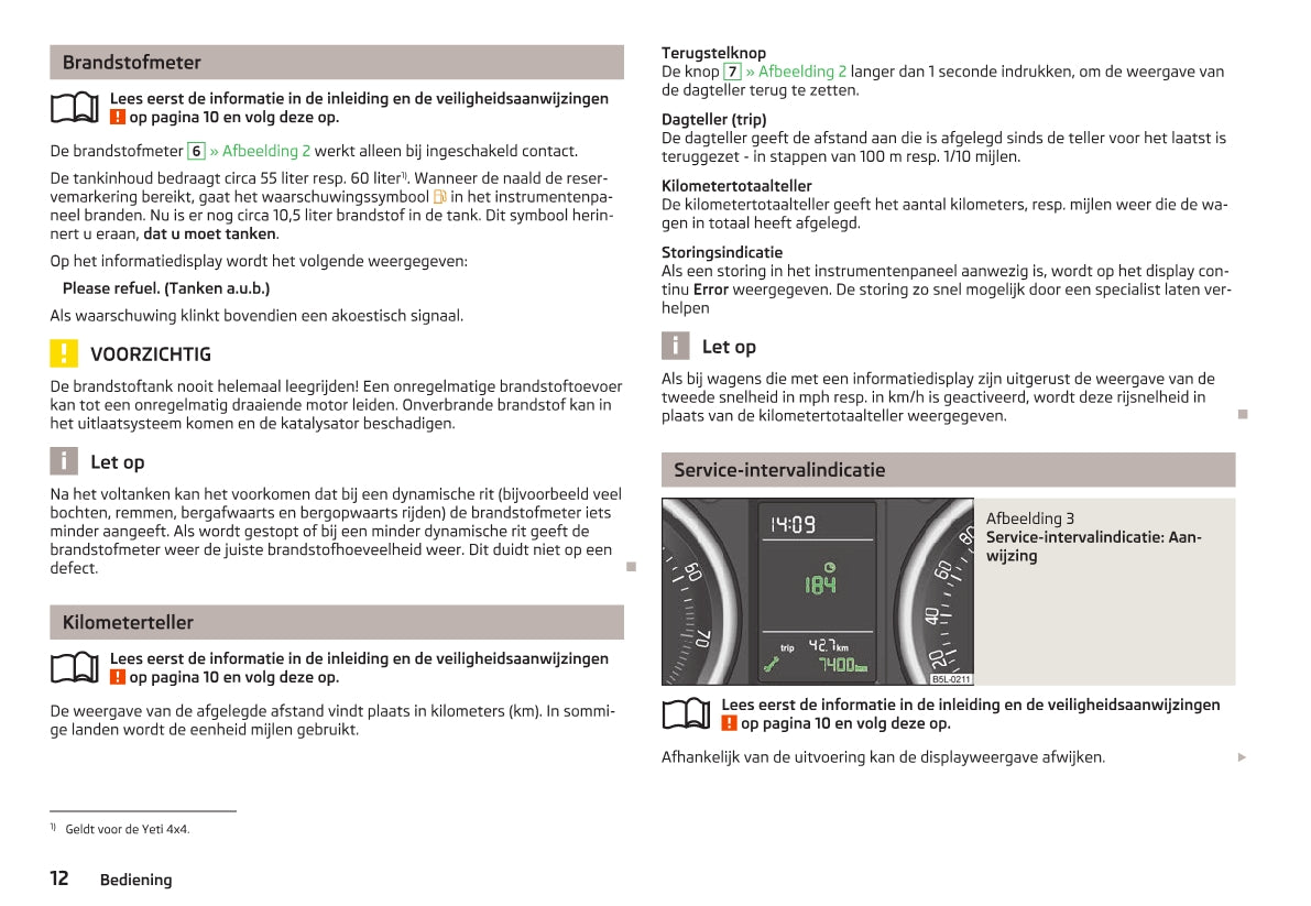 2012-2013 Skoda Yeti Owner's Manual | Dutch