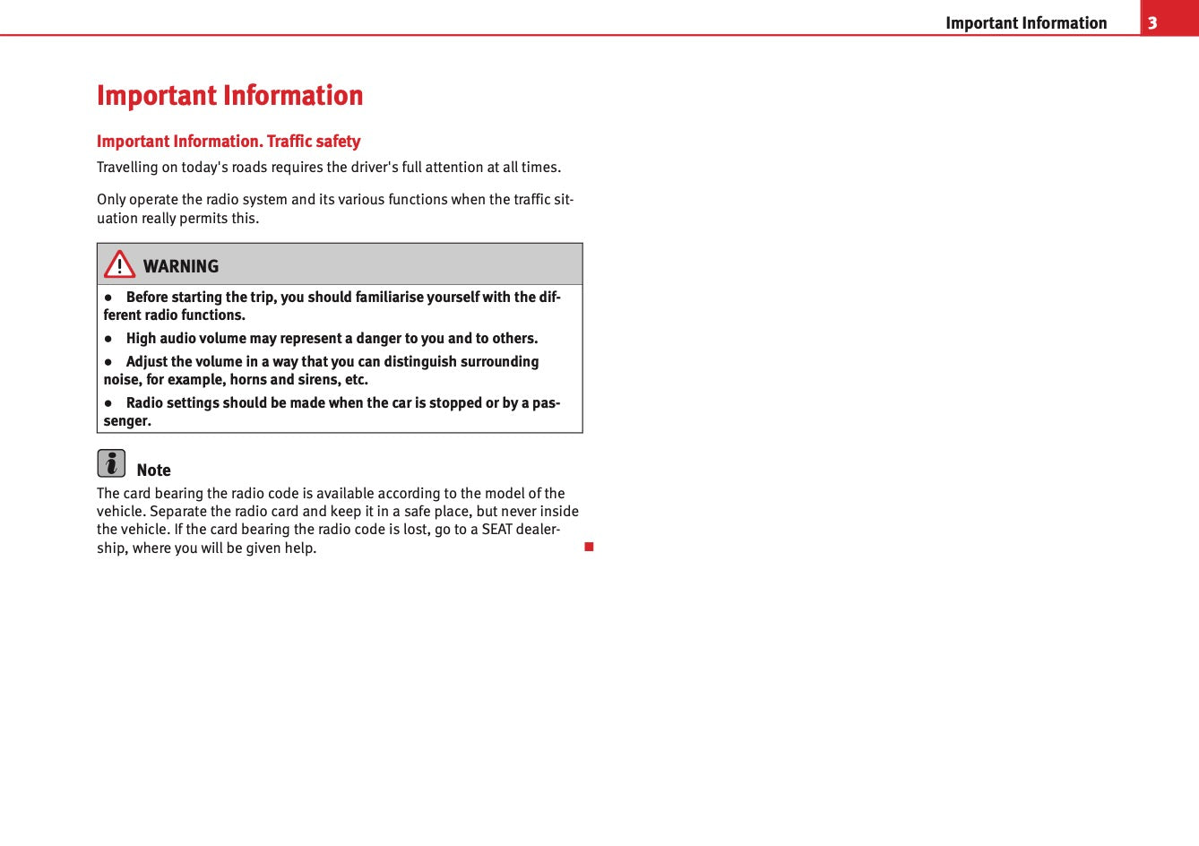 Seat Sound System 1.X Owners Manual