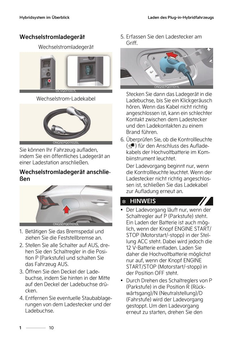 2022-2023 Kia Sportage/Sportage PHEV Owner's Manual | German