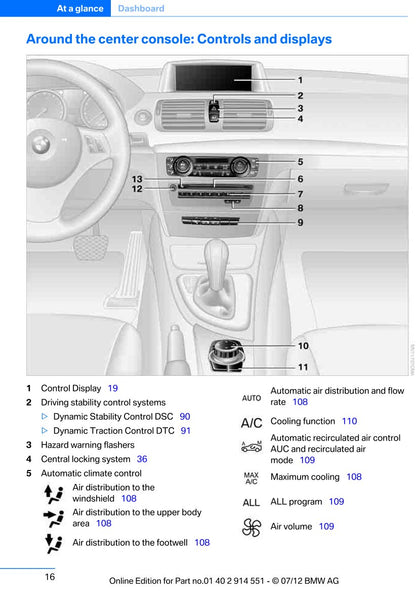 2010-2013 BMW 1-serie Manuel du propriétaire | Anglais