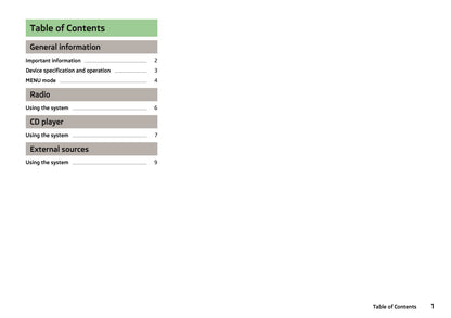 Skoda Radio Funky Owner's Manual 2013