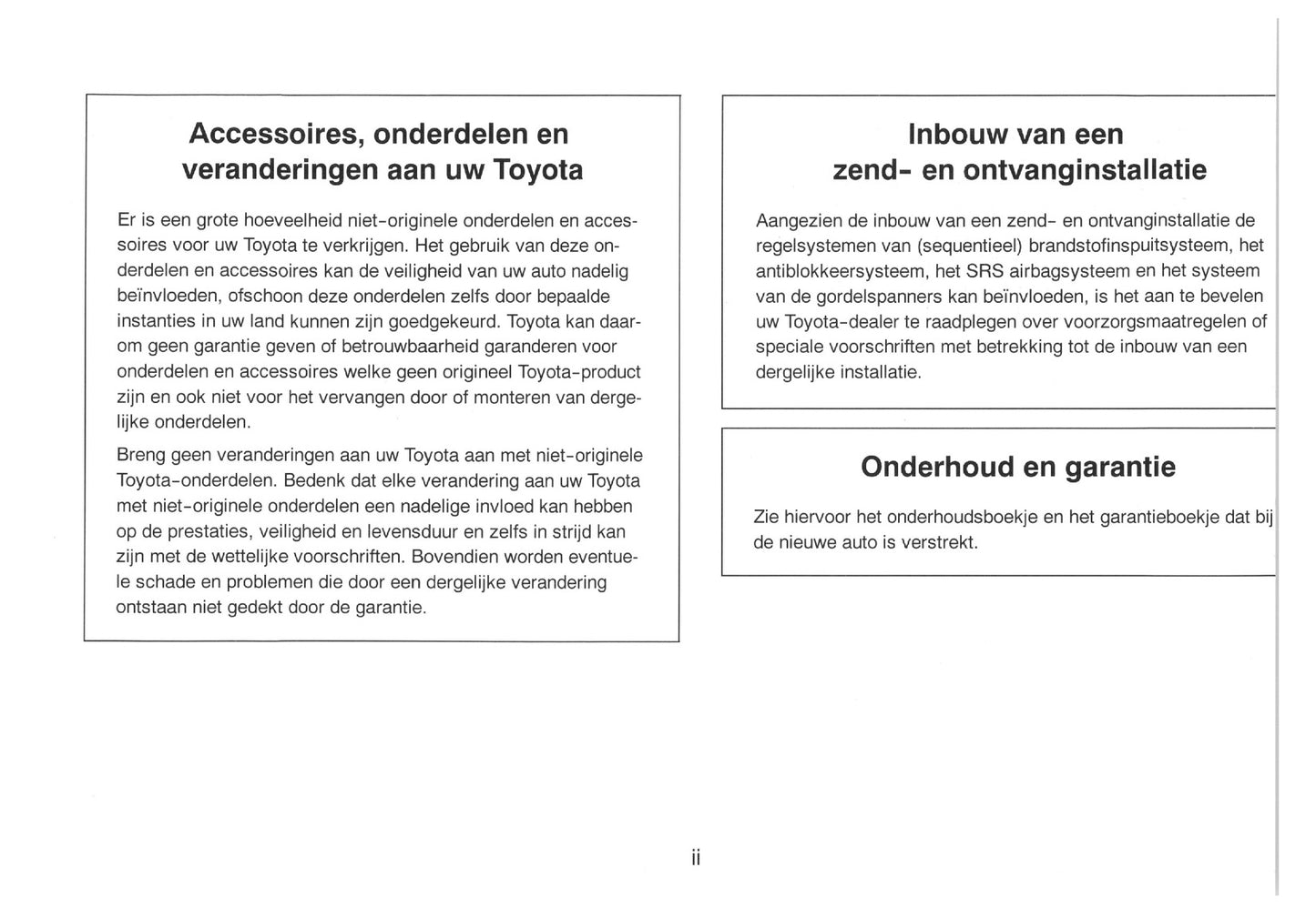 2000-2001 Toyota Picnic Owner's Manual | Dutch