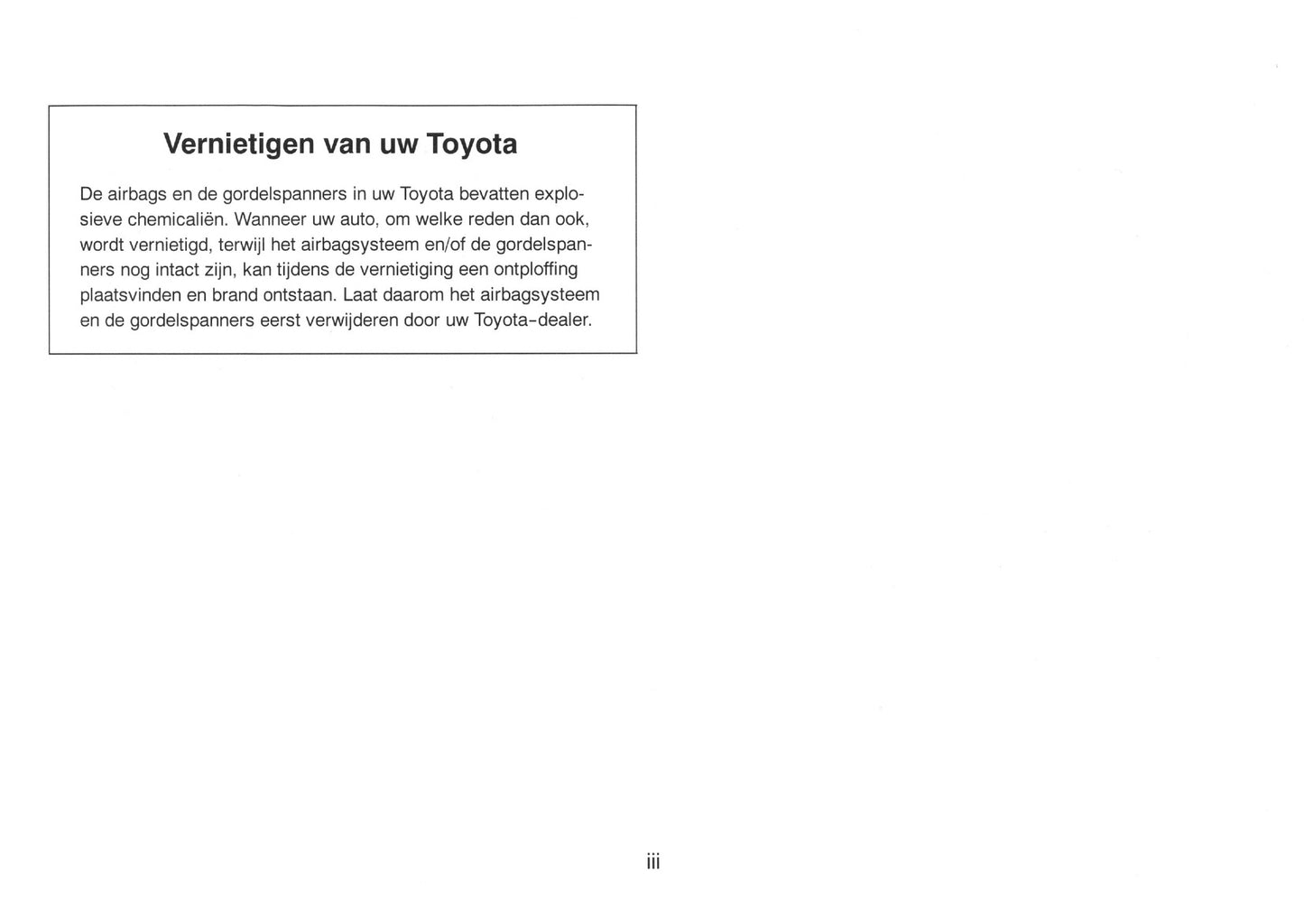 2000-2001 Toyota Picnic Owner's Manual | Dutch