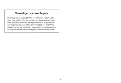 2000-2001 Toyota Picnic Owner's Manual | Dutch