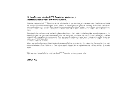 1999-2006 Audi TT Roadster Owner's Manual | Dutch