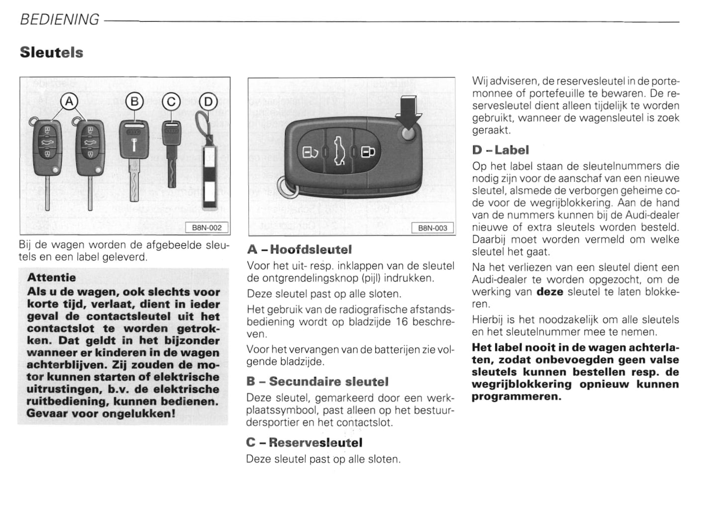 1999-2006 Audi TT Roadster Owner's Manual | Dutch