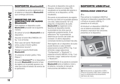 Alfa Romeo Giulietta Uconnect 6.5 Radio Nav Live Instrucciones 2016 - 2021