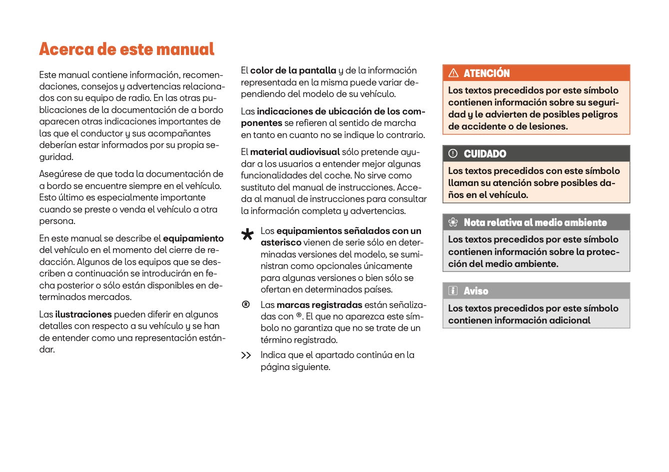 Seat Media System Touch Media System Colour Manual de Instrucciones 2018