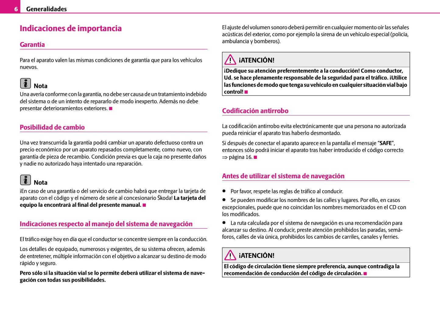 Skoda Radio-Navegacion-Sistema SatCompas Manual de Instrucciones 2007