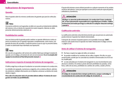 Skoda Radio-Navegacion-Sistema SatCompas Manual de Instrucciones 2007