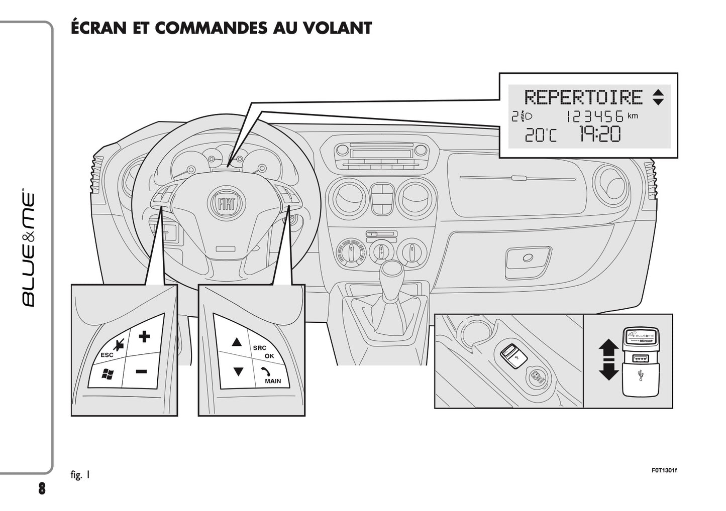 Fiat Qubo Blue & Me Guide d'instructions 2012 - 2013