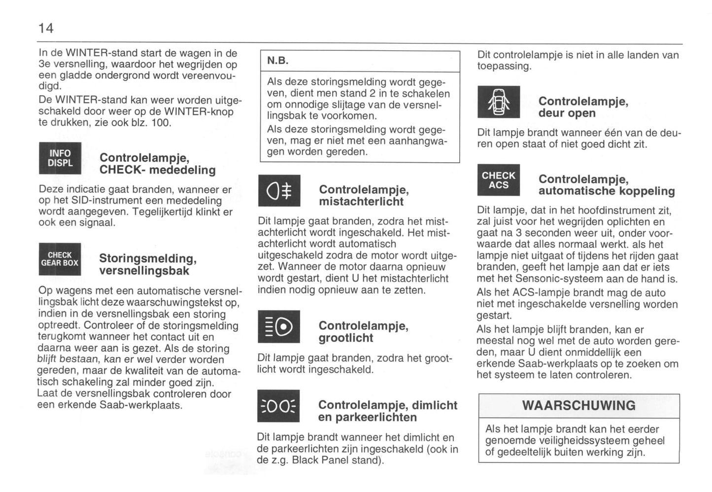 1993-1998 Saab 900 Owner's Manual | Dutch