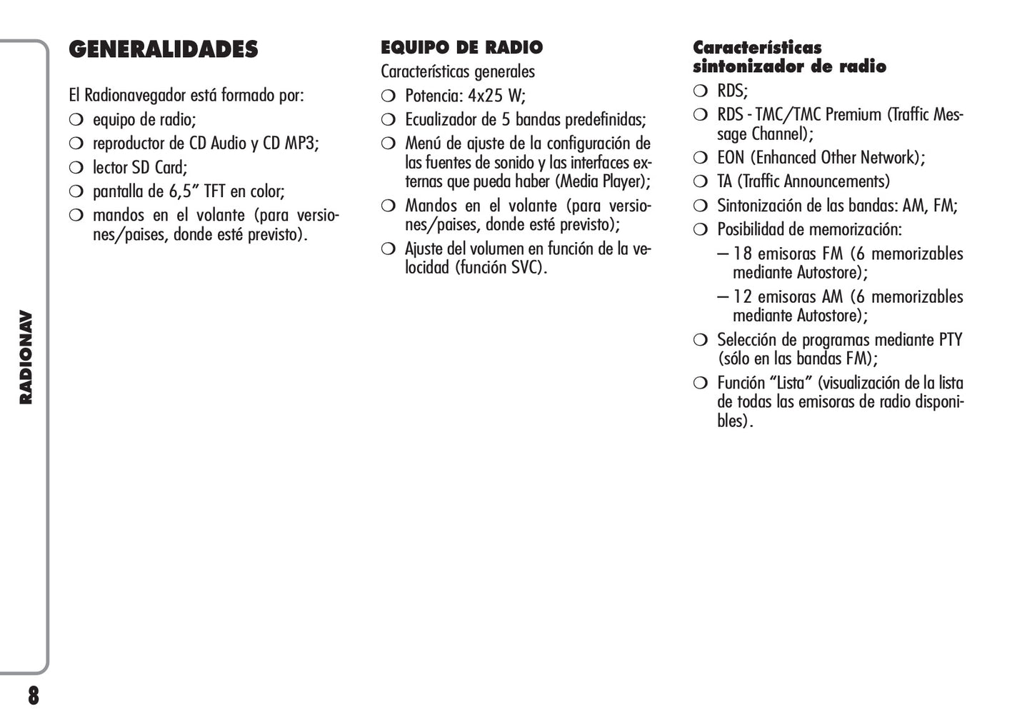 Alfa Romeo Radio Nav Instrucciones 2010 - 2011