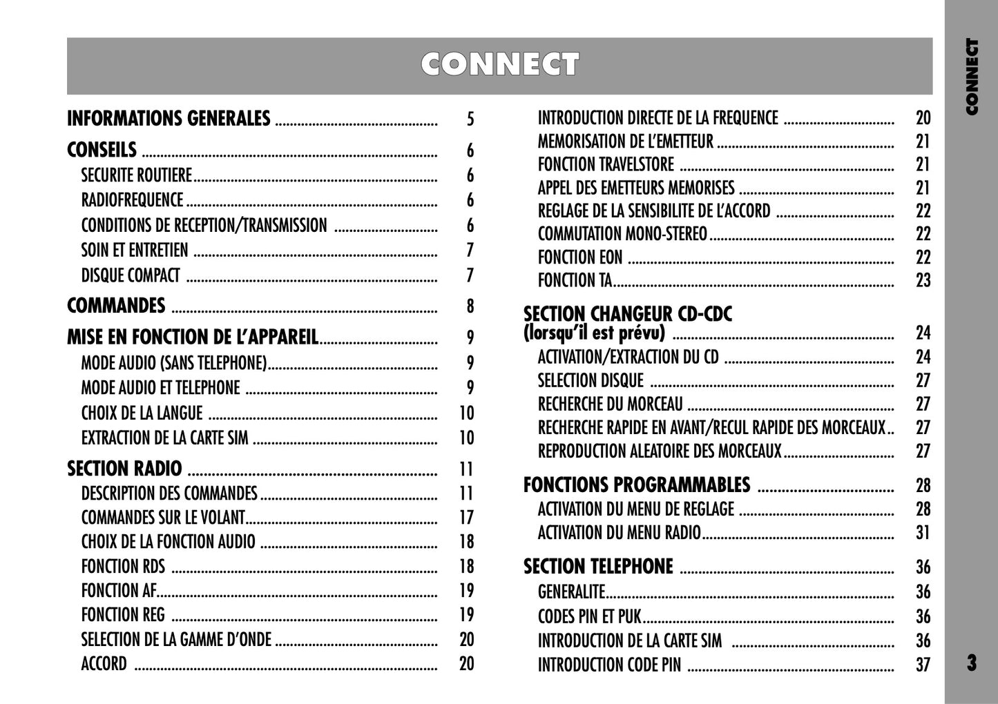 Alfa Romeo Connect-Navigateur-Connect Nav  Guide d'utilisation 2004 - 2007