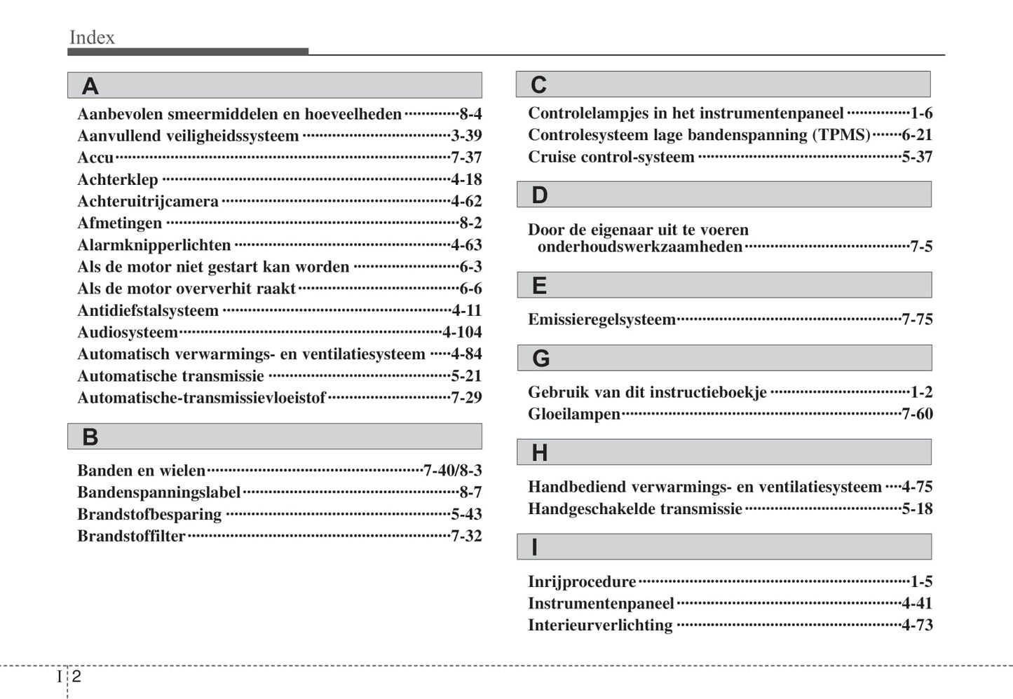 2009-2010 Kia Venga Owner's Manual | Dutch