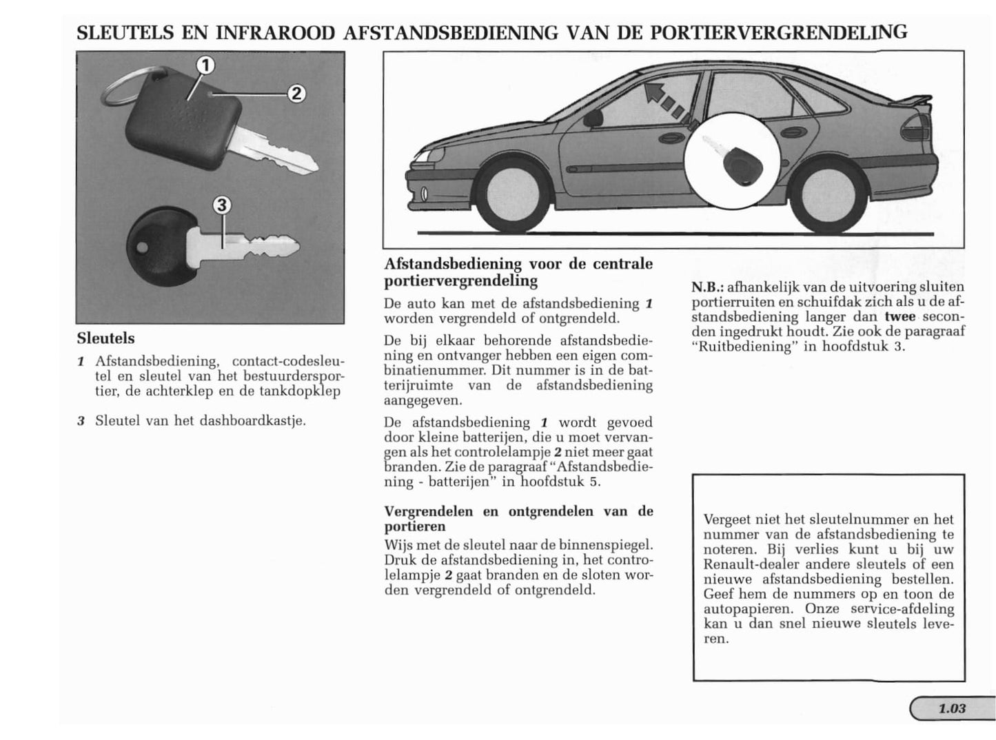 1998-1999 Renault Laguna Owner's Manual | Dutch