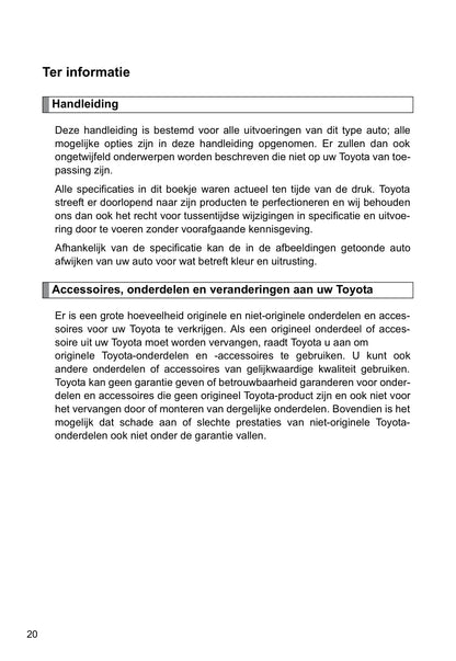 2013-2014 Toyota Prius Wagon Owner's Manual | Dutch