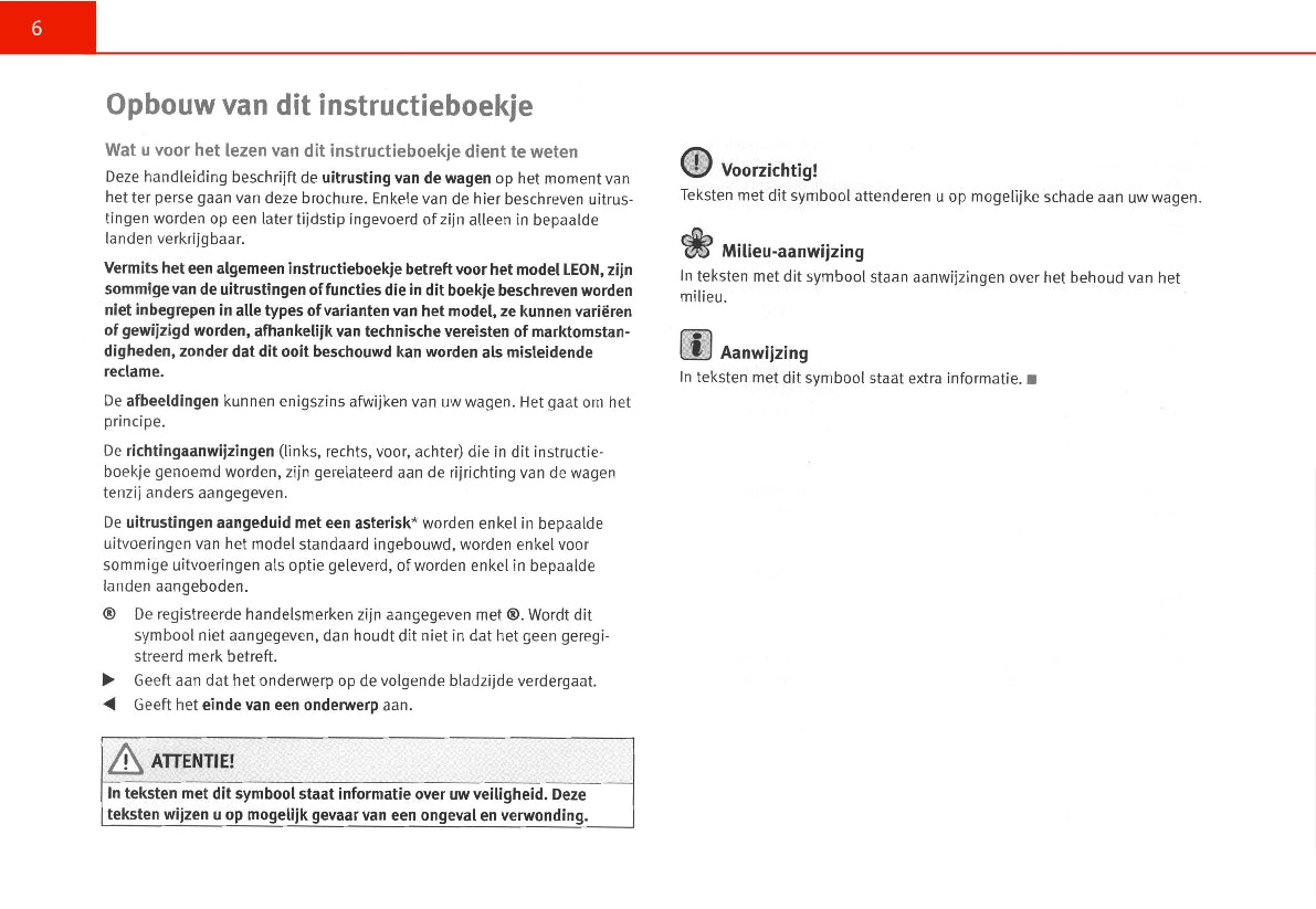 2005-2006 Seat Leon Owner's Manual | Dutch