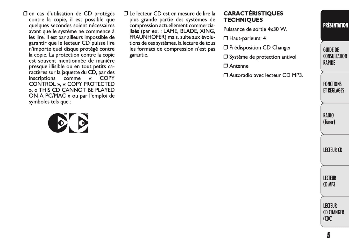 Fiat Linea Radio Guide d'utilisation 2009 - 2014