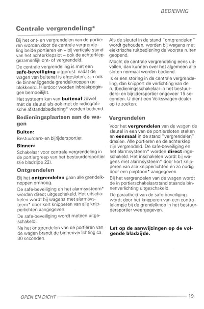 1998-2005 Volkswagen Lupo Owner's Manual | Dutch