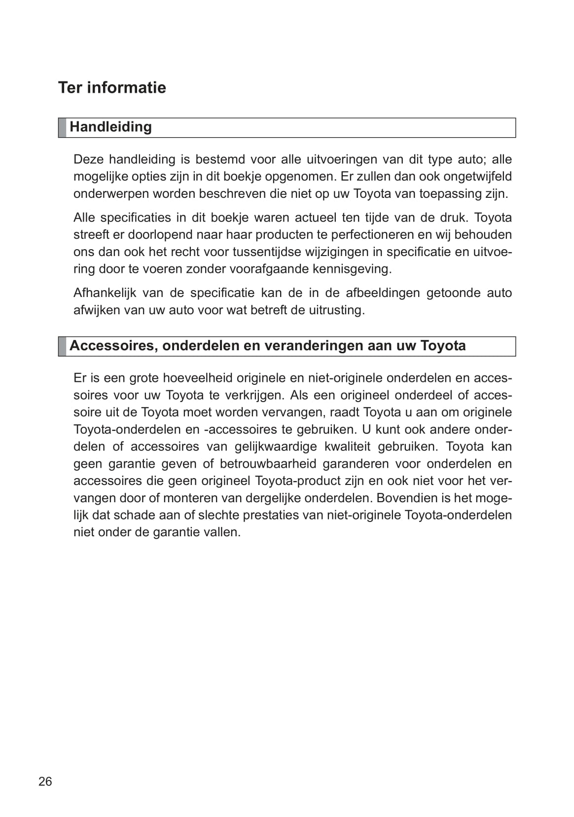 2013-2014 Toyota Yaris/Yaris Hybrid Owner's Manual | Dutch